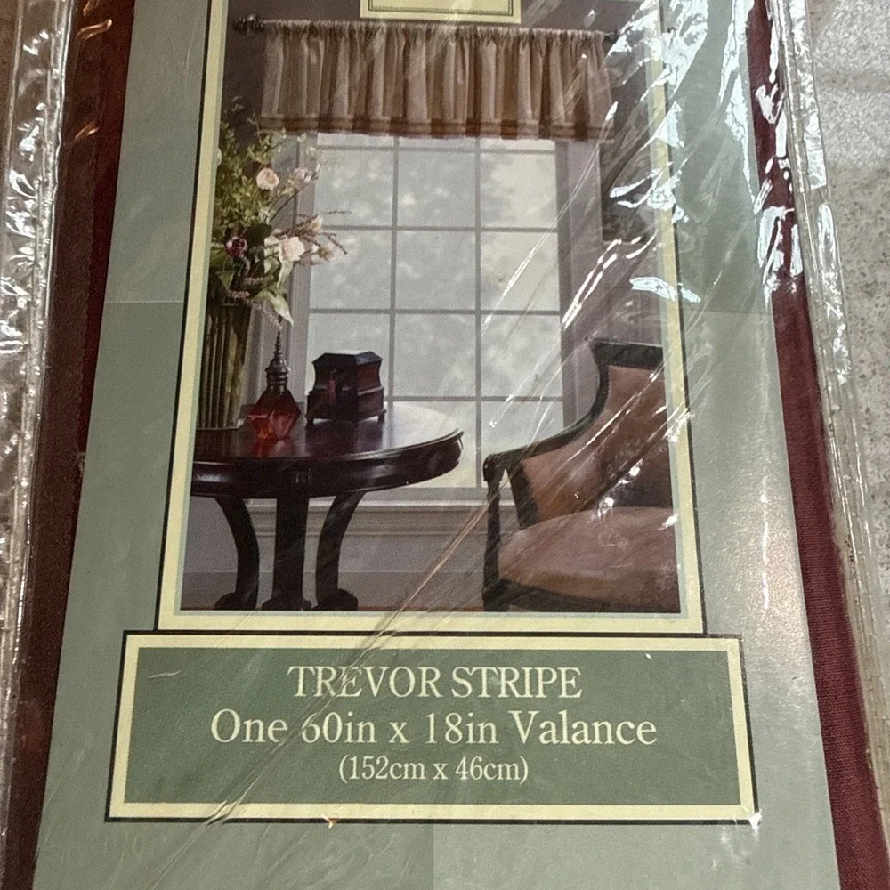 NorthCrest Home Trevor Stripe Burgundy Valance 60X18 NOS